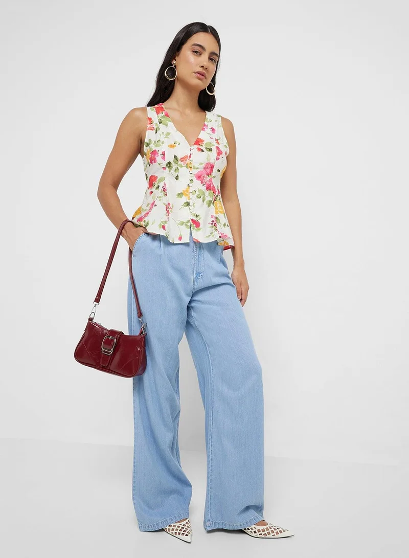 MANGO wideleg lyocell trousers with pleats